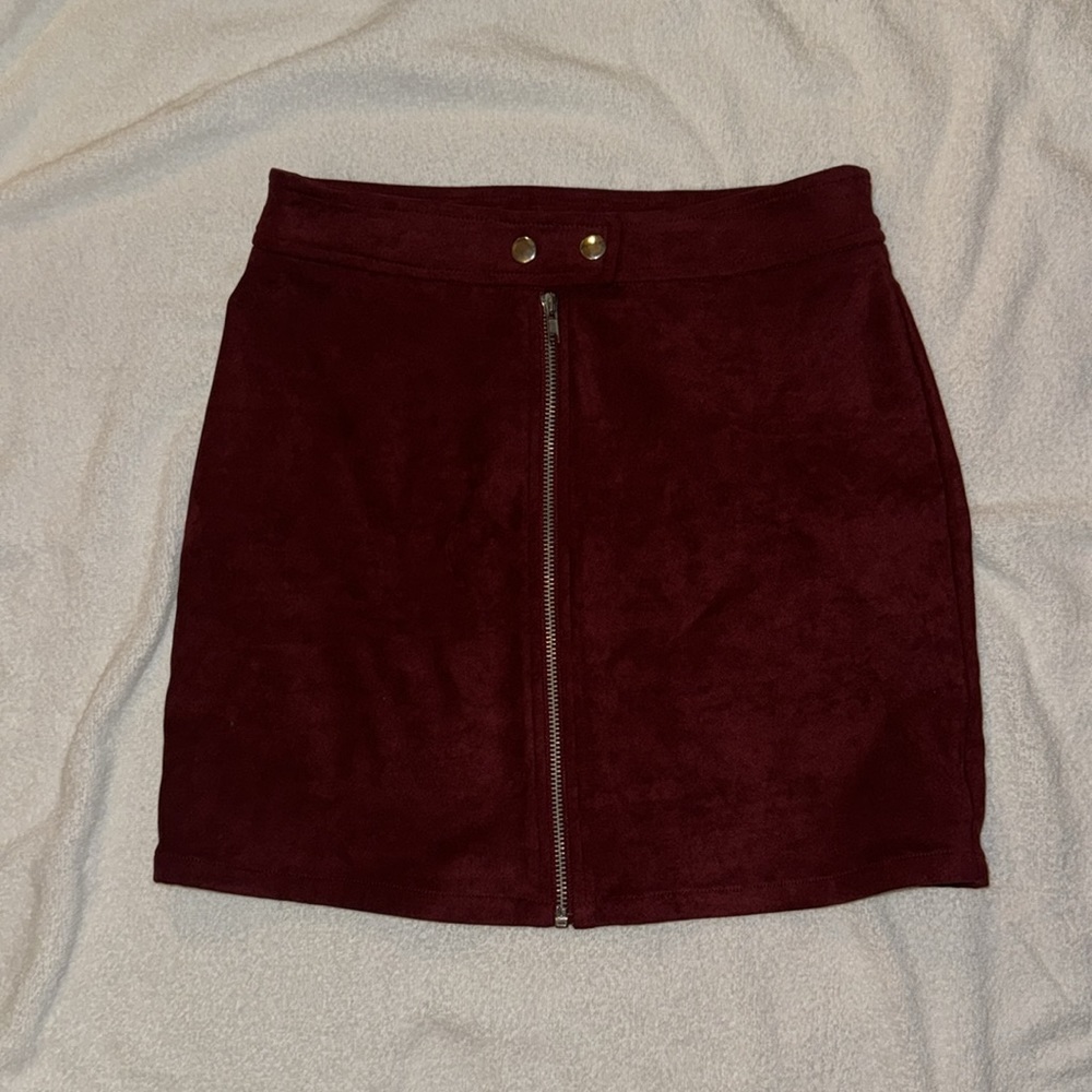 Kendall & Kylie red velvet mini skirt